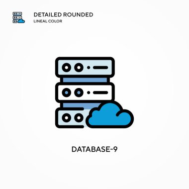 Veritabanı-9 vektör simgesi. Modern vektör illüstrasyon kavramları. Düzenlemesi ve kişiselleştirmesi kolay.