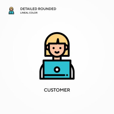 Müşteri vektör simgesi. Modern vektör illüstrasyon kavramları. Düzenlemesi ve kişiselleştirmesi kolay.