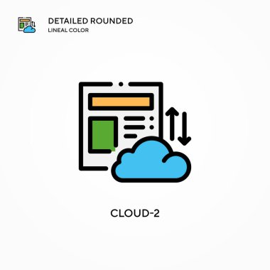 Bulut-2 vektör simgesi. Modern vektör illüstrasyon kavramları. Düzenlemesi ve kişiselleştirmesi kolay.