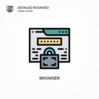 Tarayıcı vektör simgesi. Modern vektör illüstrasyon kavramları. Düzenlemesi ve kişiselleştirmesi kolay.