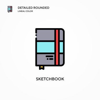 Çizim kitabı vektör simgesi. Modern vektör illüstrasyon kavramları. Düzenlemesi ve kişiselleştirmesi kolay.