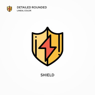 Kalkan vektör simgesi. Modern vektör illüstrasyon kavramları. Düzenlemesi ve kişiselleştirmesi kolay.