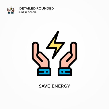 Enerji ikonunu kaydet. Modern vektör illüstrasyon kavramları. Düzenlemesi ve kişiselleştirmesi kolay.