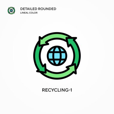 Geri dönüşüm-1 vektör simgesi. Modern vektör illüstrasyon kavramları. Düzenlemesi ve kişiselleştirmesi kolay.