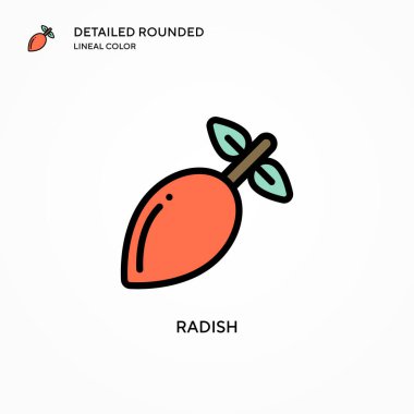 Turp vektör simgesi. Modern vektör illüstrasyon kavramları. Düzenlemesi ve kişiselleştirmesi kolay.