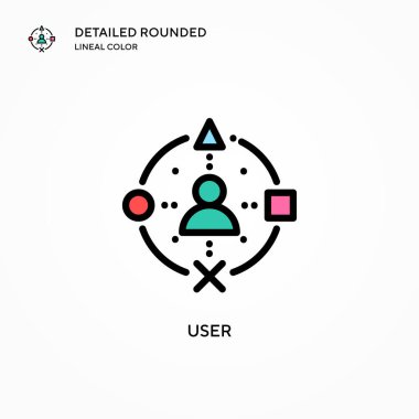 Kullanıcı vektör simgesi. Modern vektör illüstrasyon kavramları. Düzenlemesi ve kişiselleştirmesi kolay.