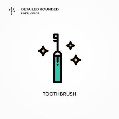 Diş fırçası vektör simgesi. Modern vektör illüstrasyon kavramları. Düzenlemesi ve kişiselleştirmesi kolay.