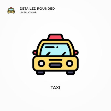 Taksi vektör simgesi. Modern vektör illüstrasyon kavramları. Düzenlemesi ve kişiselleştirmesi kolay.