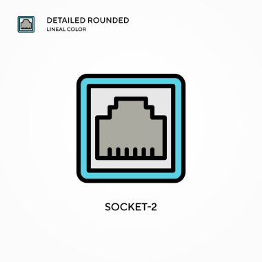 Soket-2 vektör simgesi. Modern vektör illüstrasyon kavramları. Düzenlemesi ve kişiselleştirmesi kolay.
