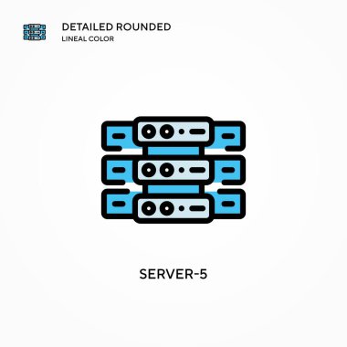 Sunucu-5 vektör simgesi. Modern vektör illüstrasyon kavramları. Düzenlemesi ve kişiselleştirmesi kolay.
