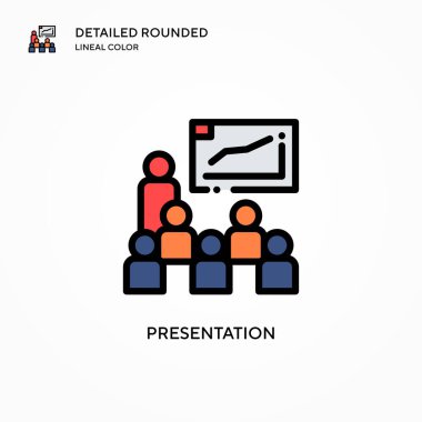 Sunum vektör simgesi. Modern vektör illüstrasyon kavramları. Düzenlemesi ve kişiselleştirmesi kolay.
