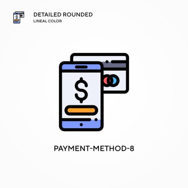 Ödeme metodu 8 vektör simgesi. Modern vektör illüstrasyon kavramları. Düzenlemesi ve kişiselleştirmesi kolay.