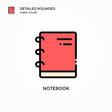 Not defteri vektör simgesi. Modern vektör illüstrasyon kavramları. Düzenlemesi ve kişiselleştirmesi kolay.