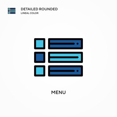 Menü vektör simgesi. Modern vektör illüstrasyon kavramları. Düzenlemesi ve kişiselleştirmesi kolay.