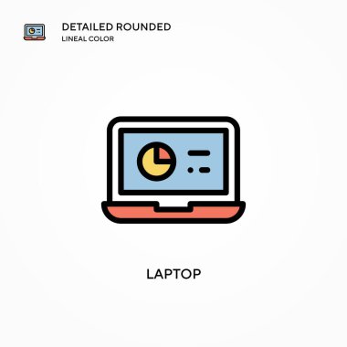 Laptop vektör simgesi. Modern vektör illüstrasyon kavramları. Düzenlemesi ve kişiselleştirmesi kolay.