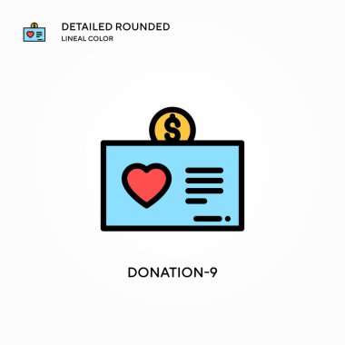 Bağış-9 vektör simgesi. Modern vektör illüstrasyon kavramları. Düzenlemesi ve kişiselleştirmesi kolay.
