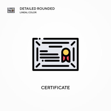 Sertifika vektör simgesi. Modern vektör illüstrasyon kavramları. Düzenlemesi ve kişiselleştirmesi kolay.