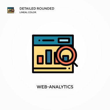 Web-analiz vektör simgesi. Modern vektör illüstrasyon kavramları. Düzenlemesi ve kişiselleştirmesi kolay.