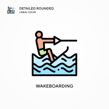 Wakeboard vektör simgesi. Modern vektör illüstrasyon kavramları. Düzenlemesi ve kişiselleştirmesi kolay.
