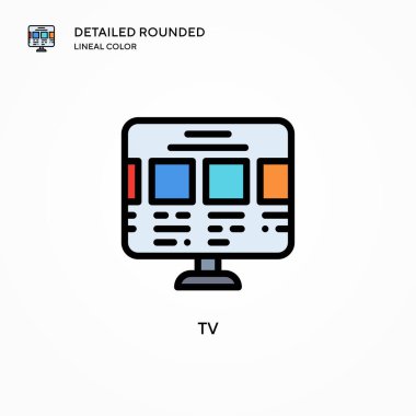 TV vektör simgesi. Modern vektör illüstrasyon kavramları. Düzenlemesi ve kişiselleştirmesi kolay.