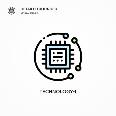 Teknoloji-1 vektör simgesi. Modern vektör illüstrasyon kavramları. Düzenlemesi ve kişiselleştirmesi kolay.