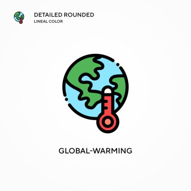Küresel ısınma vektör simgesi. Modern vektör illüstrasyon kavramları. Düzenlemesi ve kişiselleştirmesi kolay.
