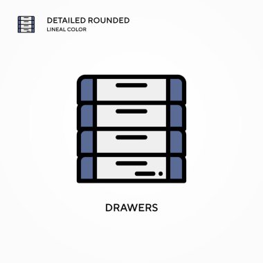 Çekmece vektör simgesi. Modern vektör illüstrasyon kavramları. Düzenlemesi ve kişiselleştirmesi kolay.