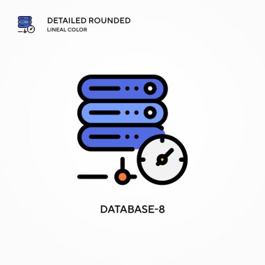 Veritabanı-8 vektör simgesi. Modern vektör illüstrasyon kavramları. Düzenlemesi ve kişiselleştirmesi kolay.
