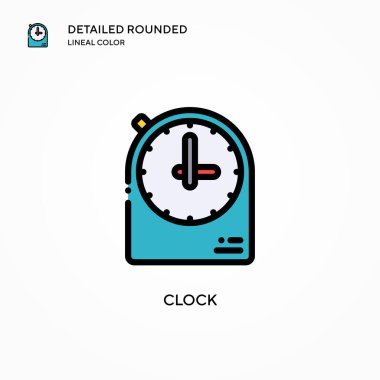 Saat vektör simgesi. Modern vektör illüstrasyon kavramları. Düzenlemesi ve kişiselleştirmesi kolay.