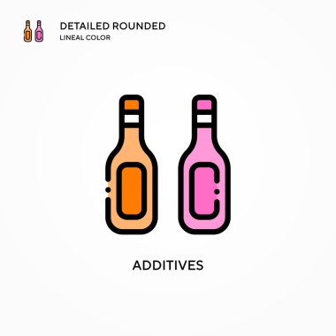 Katkı maddeleri vektör simgesi. Modern vektör illüstrasyon kavramları. Düzenlemesi ve kişiselleştirmesi kolay.