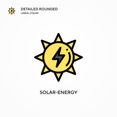 Güneş enerjisi vektör simgesi. Modern vektör illüstrasyon kavramları. Düzenlemesi ve kişiselleştirmesi kolay.