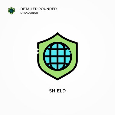 Kalkan vektör simgesi. Modern vektör illüstrasyon kavramları. Düzenlemesi ve kişiselleştirmesi kolay.