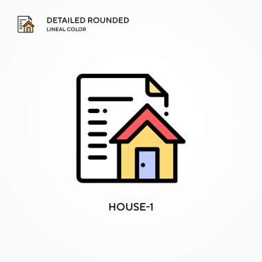 Ev-1 vektör simgesi. Modern vektör illüstrasyon kavramları. Düzenlemesi ve kişiselleştirmesi kolay.
