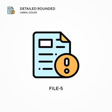 Dosya-5 vektör simgesi. Modern vektör illüstrasyon kavramları. Düzenlemesi ve kişiselleştirmesi kolay.