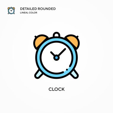 Saat vektör simgesi. Modern vektör illüstrasyon kavramları. Düzenlemesi ve kişiselleştirmesi kolay.