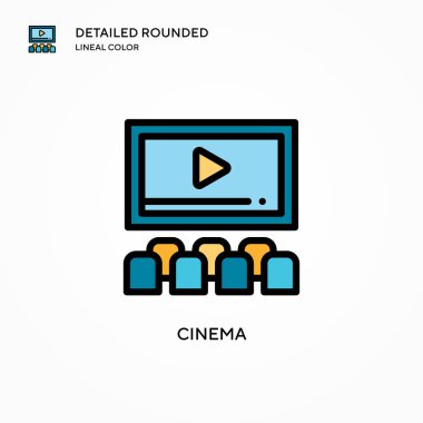 Sinema vektör simgesi. Modern vektör illüstrasyon kavramları. Düzenlemesi ve kişiselleştirmesi kolay.