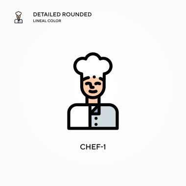 Şef-1 vektör simgesi. Modern vektör illüstrasyon kavramları. Düzenlemesi ve kişiselleştirmesi kolay.