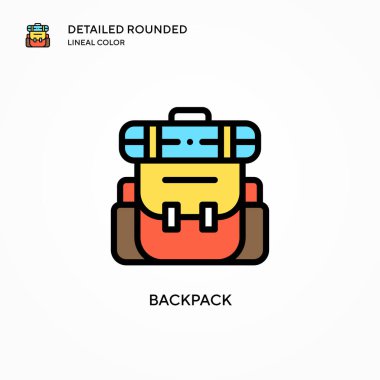 Sırt çantası vektör simgesi. Modern vektör illüstrasyon kavramları. Düzenlemesi ve kişiselleştirmesi kolay.