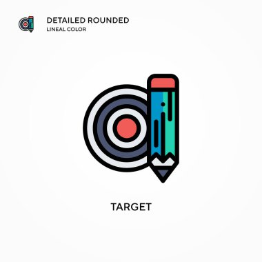 Hedef vektör simgesi. Modern vektör illüstrasyon kavramları. Düzenlemesi ve kişiselleştirmesi kolay.