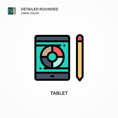 Tablet vektör simgesi. Modern vektör illüstrasyon kavramları. Düzenlemesi ve kişiselleştirmesi kolay.
