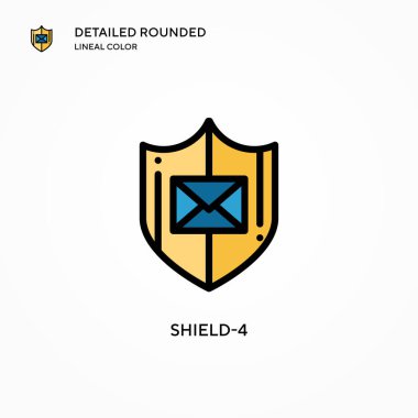 Kalkan-4 vektör simgesi. Modern vektör illüstrasyon kavramları. Düzenlemesi ve kişiselleştirmesi kolay.