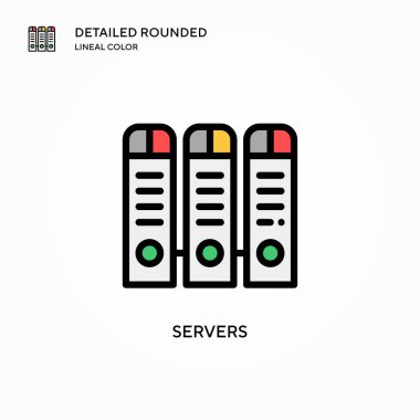 Sunucu vektör simgesi. Modern vektör illüstrasyon kavramları. Düzenlemesi ve kişiselleştirmesi kolay.