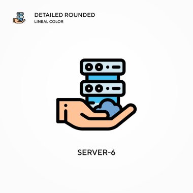 Sunucu-6 vektör simgesi. Modern vektör illüstrasyon kavramları. Düzenlemesi ve kişiselleştirmesi kolay.