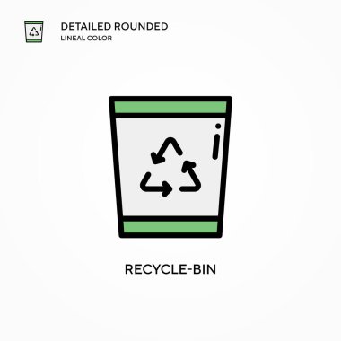 Geri dönüşüm kutusu vektör simgesi. Modern vektör illüstrasyon kavramları. Düzenlemesi ve kişiselleştirmesi kolay.