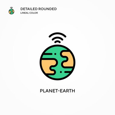 Gezegen-Dünya vektör simgesi. Modern vektör illüstrasyon kavramları. Düzenlemesi ve kişiselleştirmesi kolay.