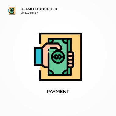 Ödeme vektör simgesi. Modern vektör illüstrasyon kavramları. Düzenlemesi ve kişiselleştirmesi kolay.