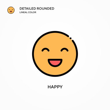 Mutlu vektör simgesi. Modern vektör illüstrasyon kavramları. Düzenlemesi ve kişiselleştirmesi kolay.