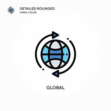 Küresel vektör simgesi. Modern vektör illüstrasyon kavramları. Düzenlemesi ve kişiselleştirmesi kolay.