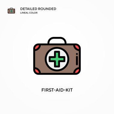 İlk yardım seti vektör simgesi. Modern vektör illüstrasyon kavramları. Düzenlemesi ve kişiselleştirmesi kolay.