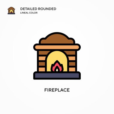 Şömine vektör simgesi. Modern vektör illüstrasyon kavramları. Düzenlemesi ve kişiselleştirmesi kolay.